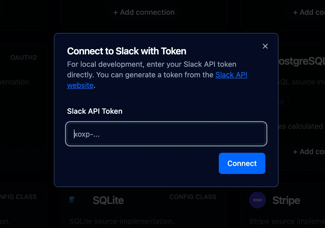 Add Slack token in Airweave