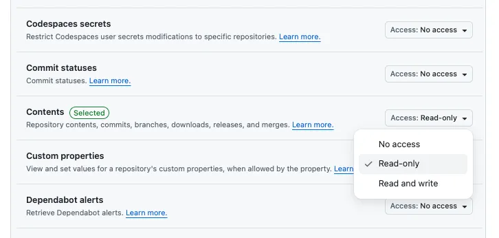 Setting content permissions