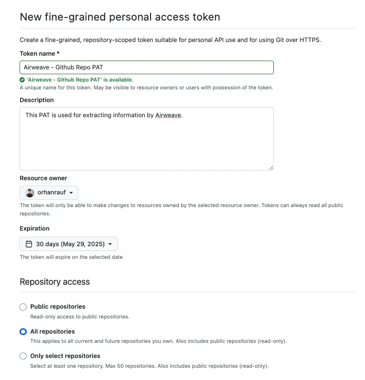 Creating a new token